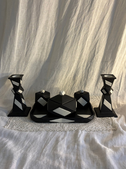 Black And White Ceramic Vanity Set