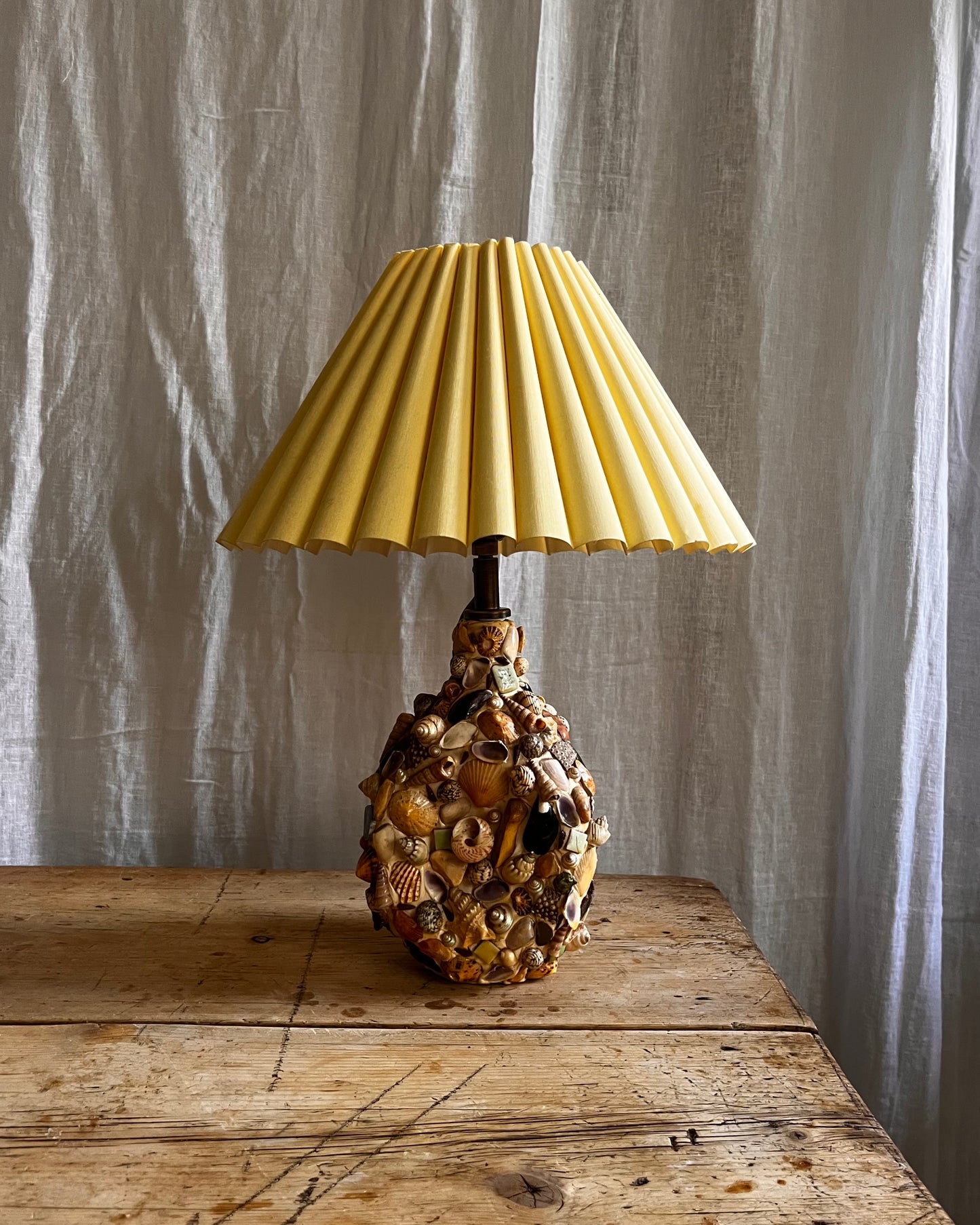 Folk Art Shell Lamp c1950