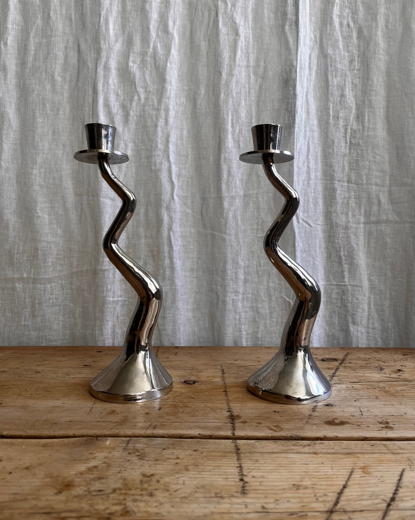 Late 20th Century Zig Zag Candle Holders