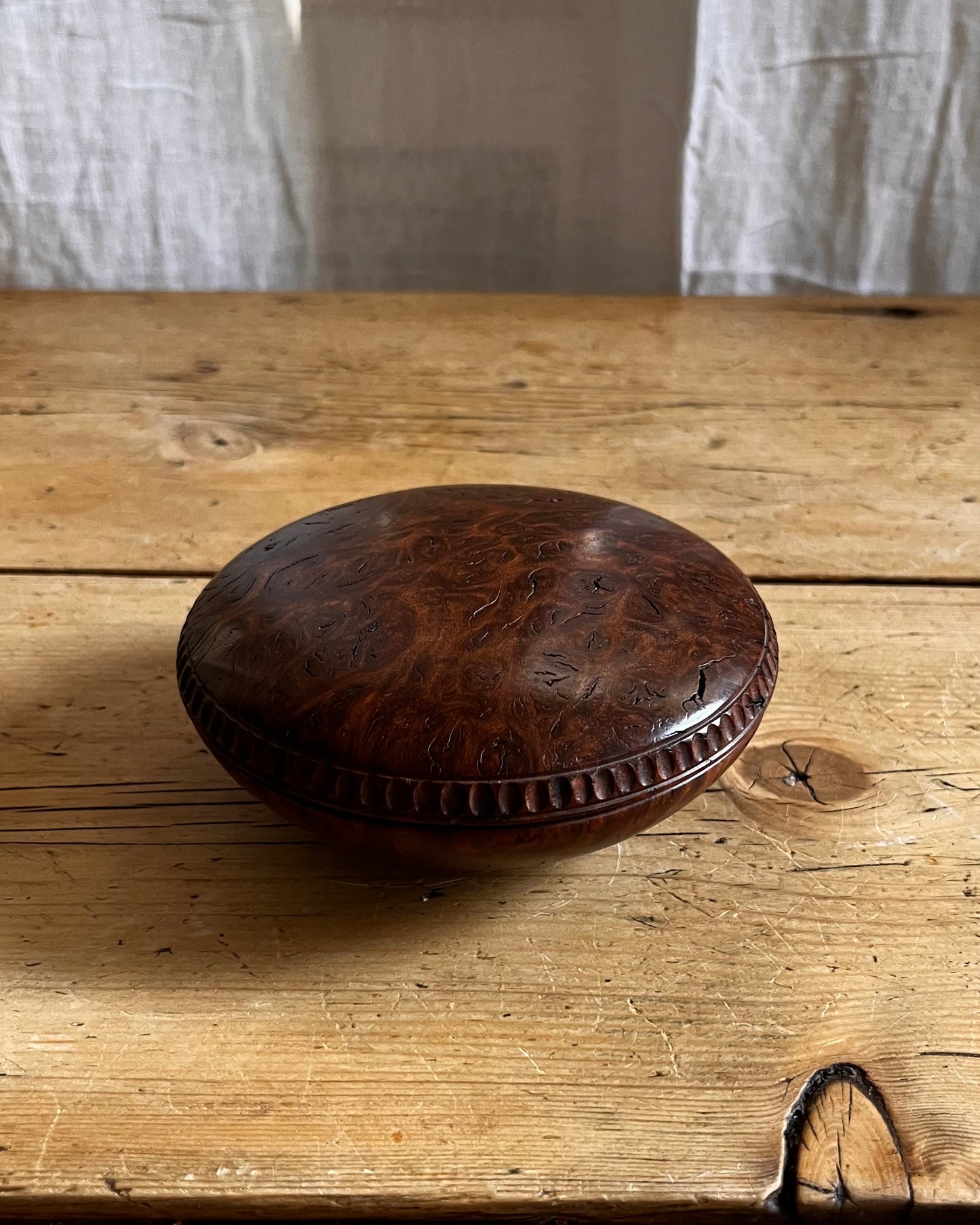 Hand Carved Burl Wood Snuff Box