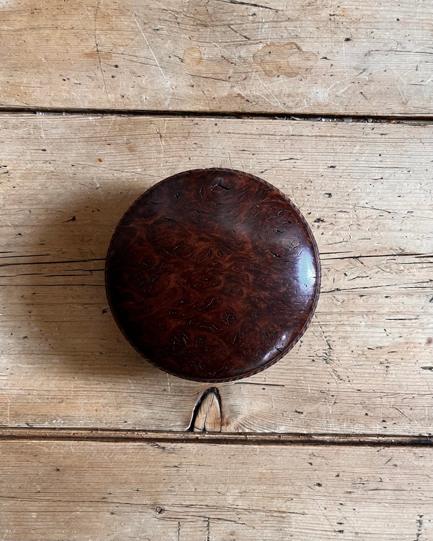 Hand Carved Burl Wood Snuff Box