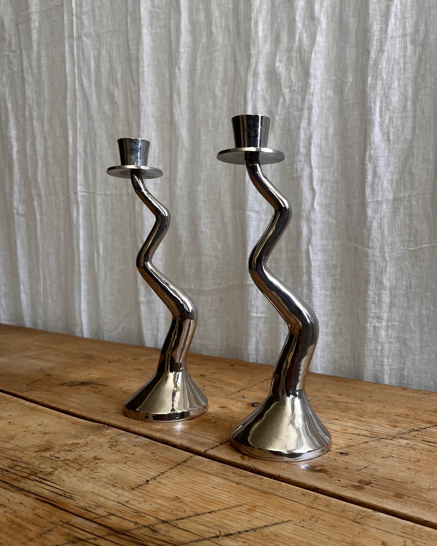 Late 20th Century Zig Zag Candle Holders