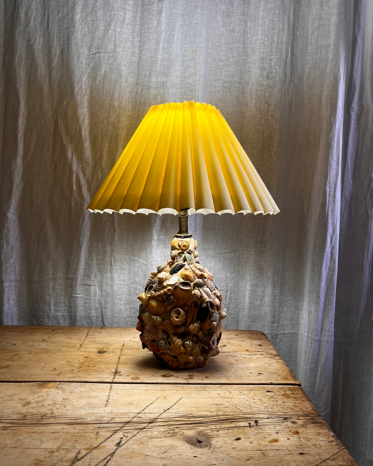 Folk Art Shell Lamp c1950