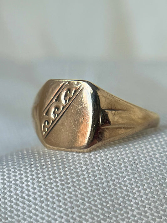 Engraved Square Signet Ring