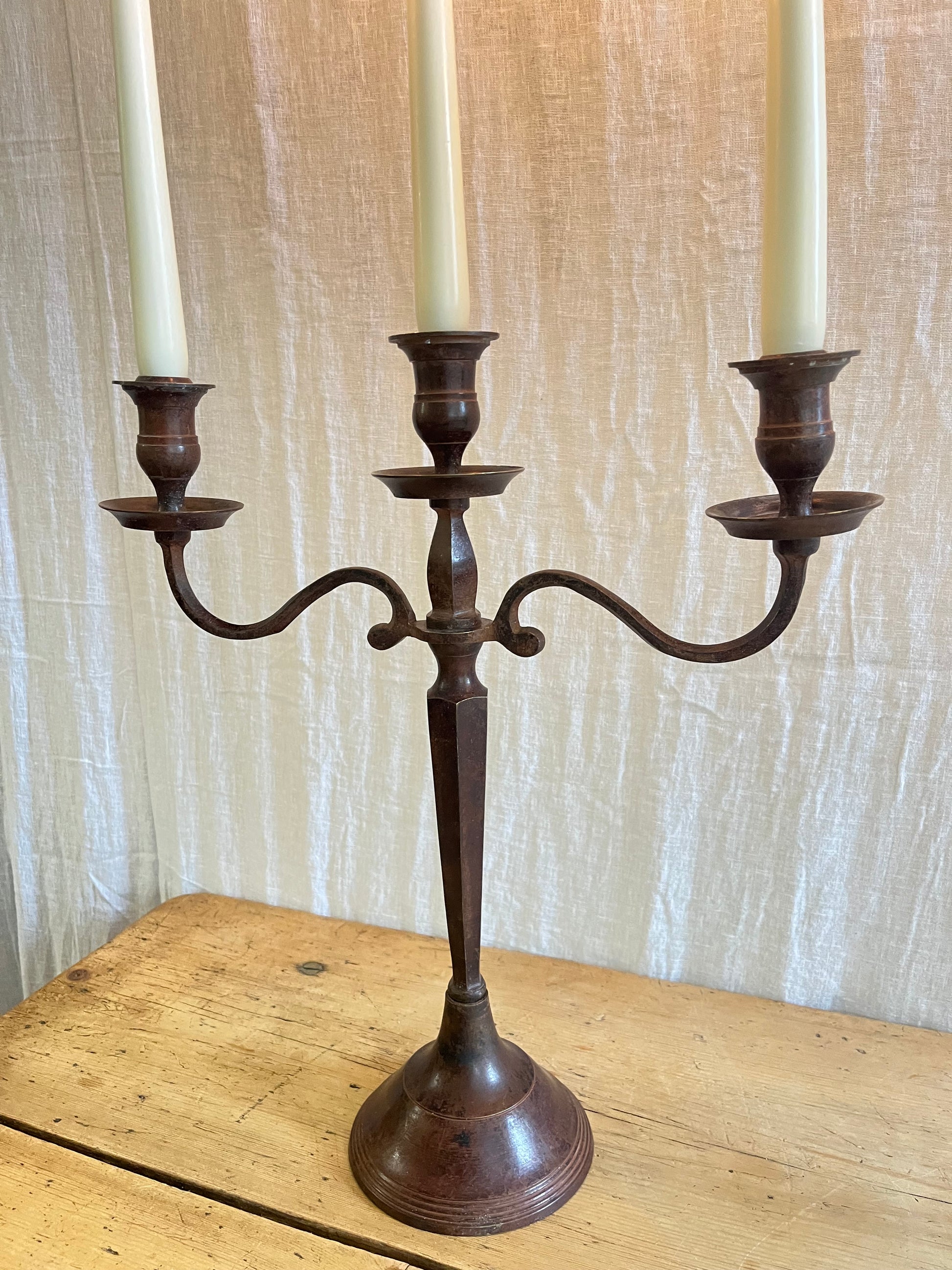 Antique Edwardian cast metal candelabra