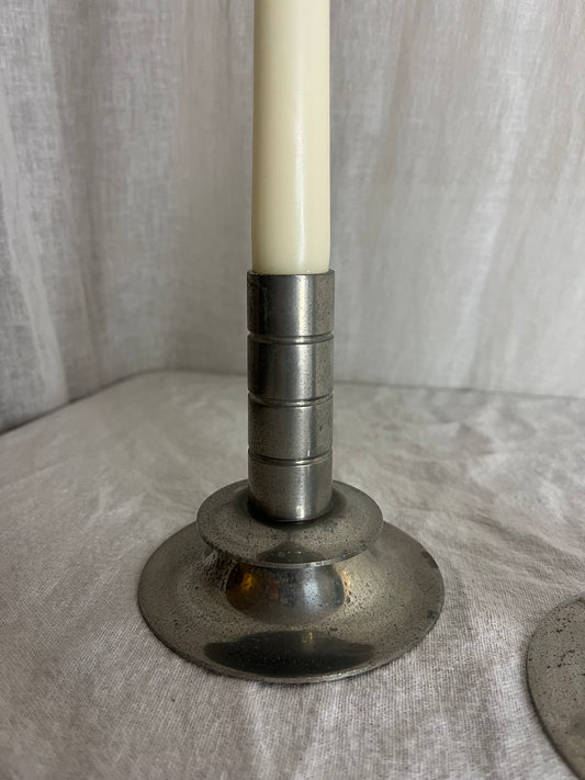 Pair Of Pewter Candle Holders