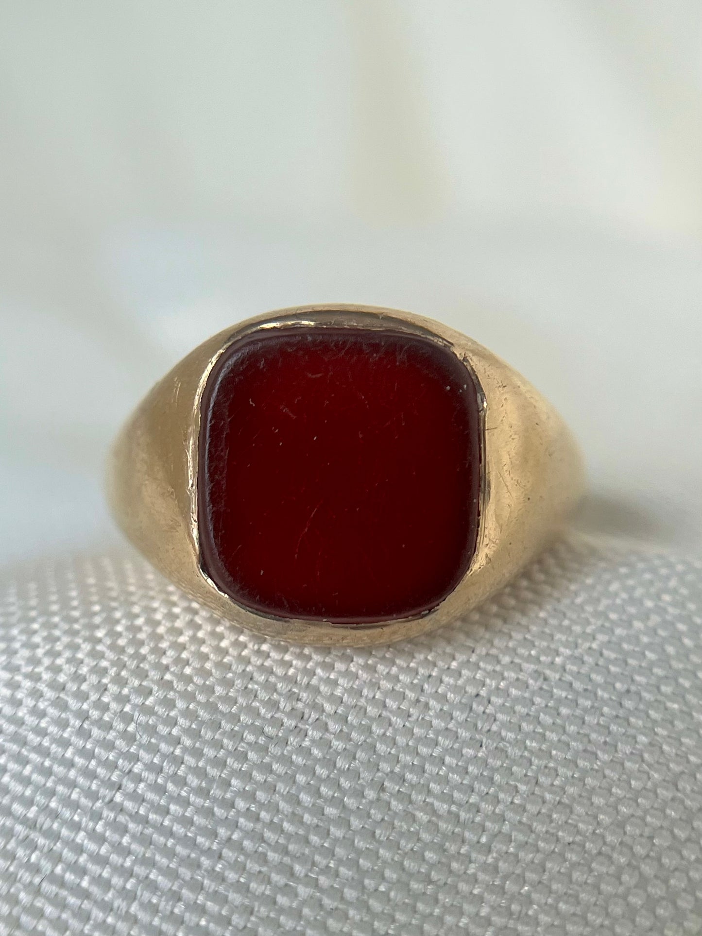 Vintage Carnelian Stone Chunky Signet Ring