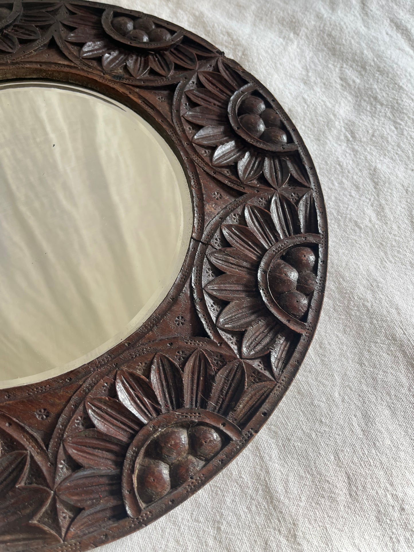 Late 19th Century Indian Hard Wood Bevelled Mirror