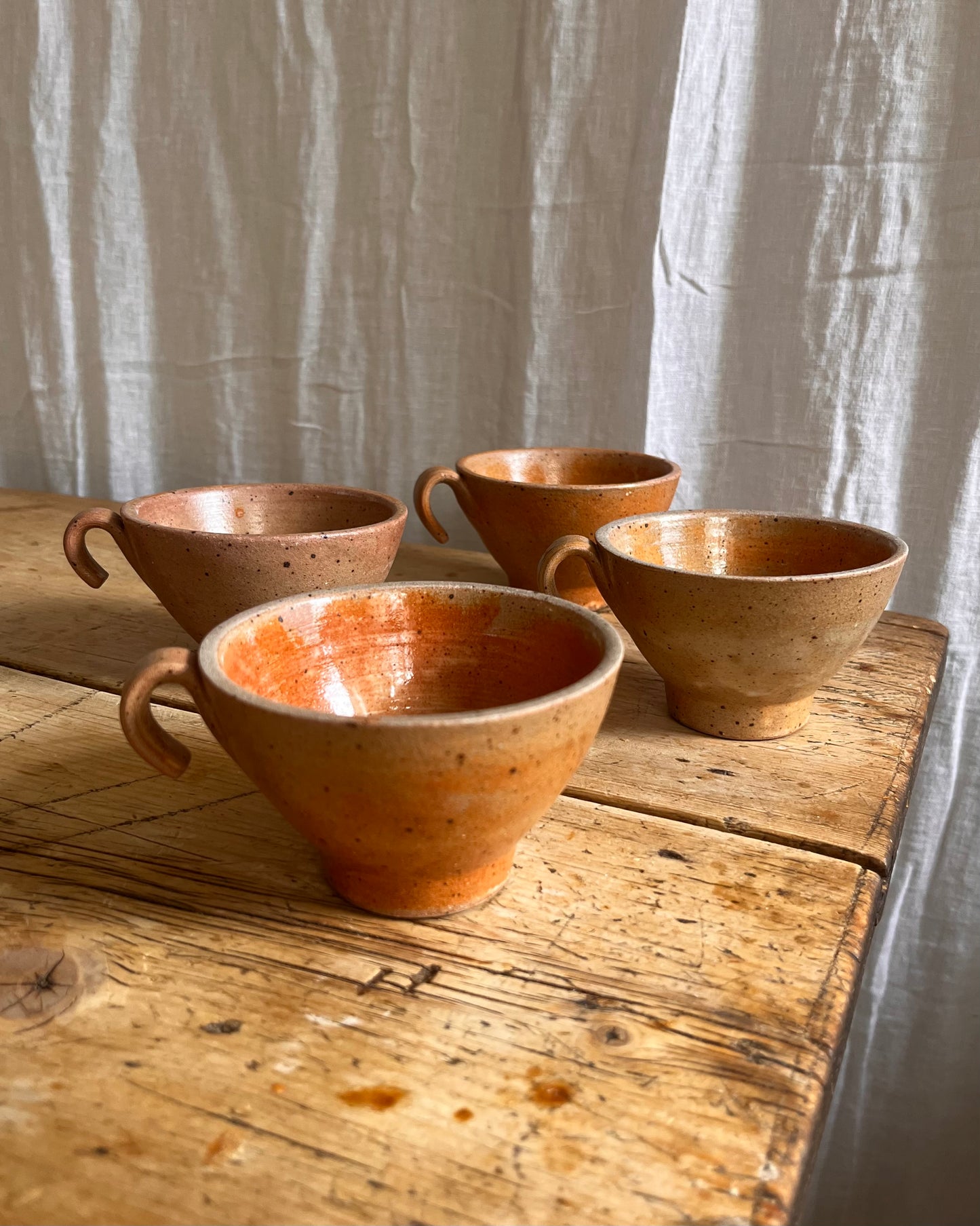 Set of 4 Salt Glaze Tea Cups