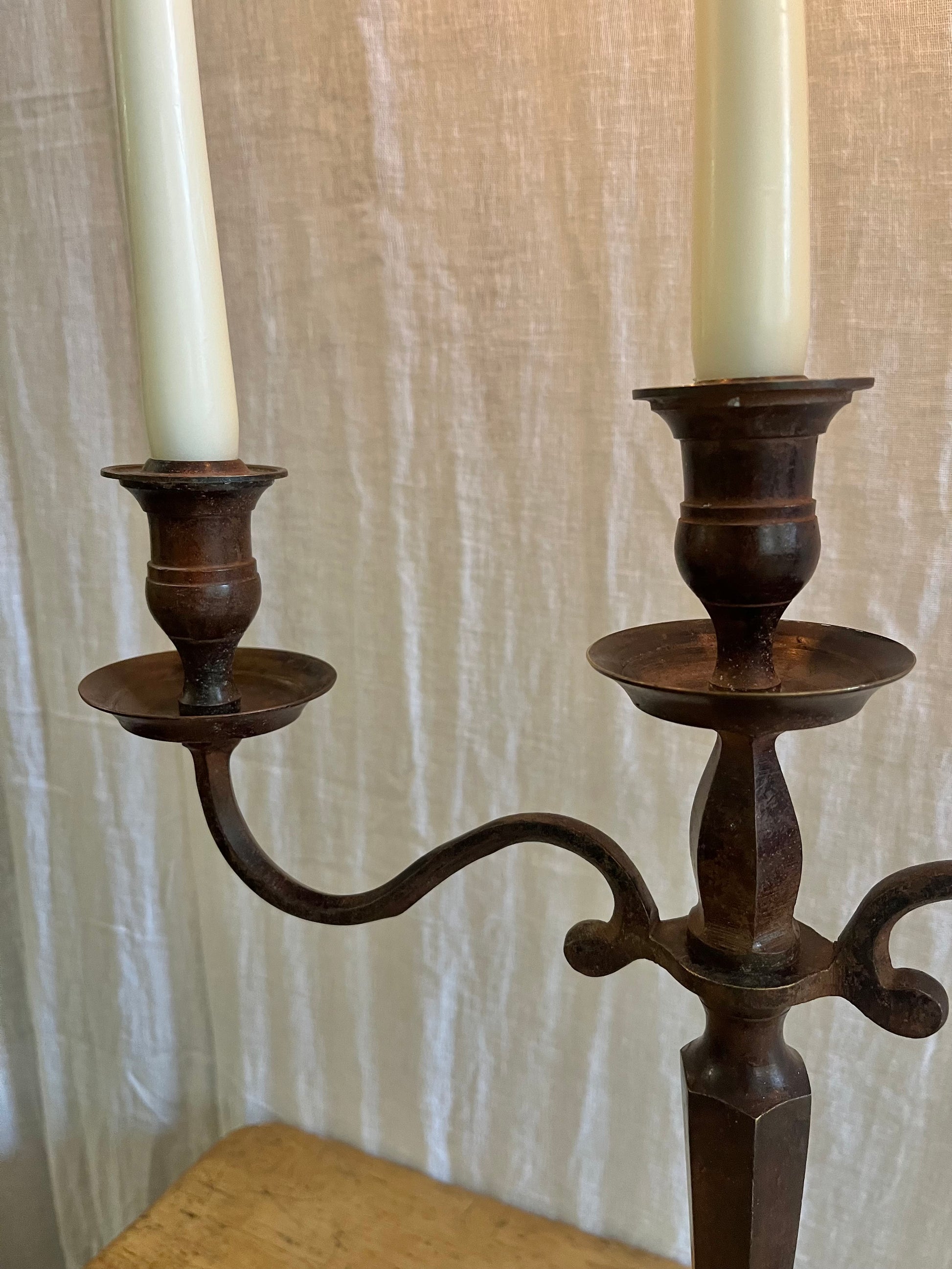Antique Edwardian cast metal candelabra
