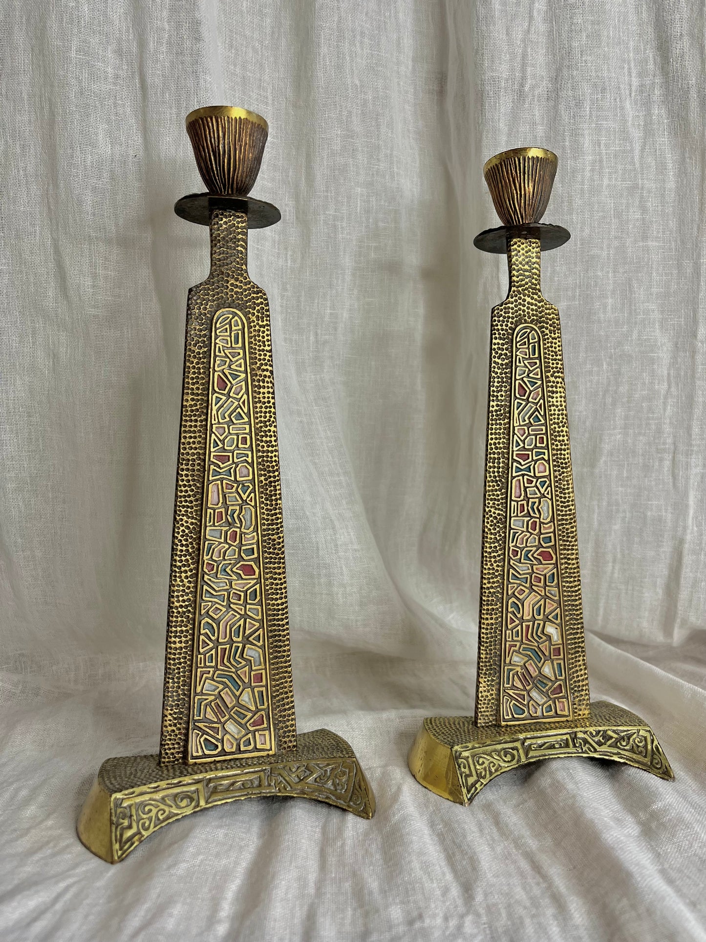 Brutalist Bronze Candle Holders