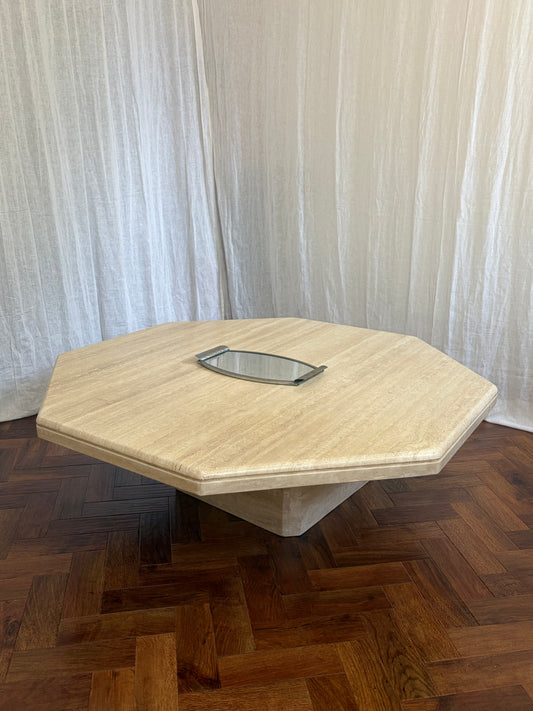 Large French Travertine Coffee Table