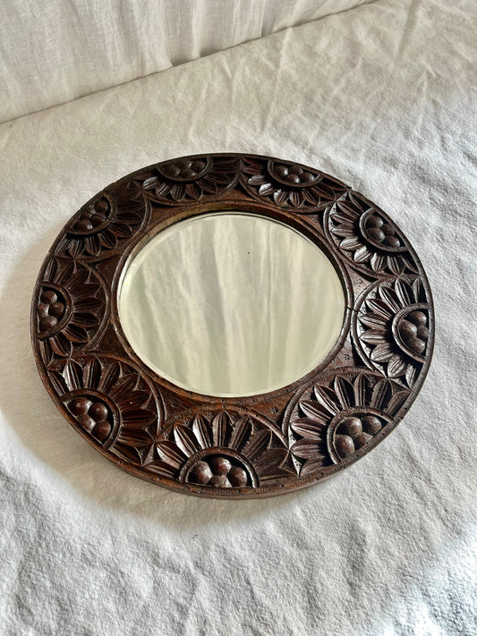 Late 19th Century Indian Hard Wood Bevelled Mirror