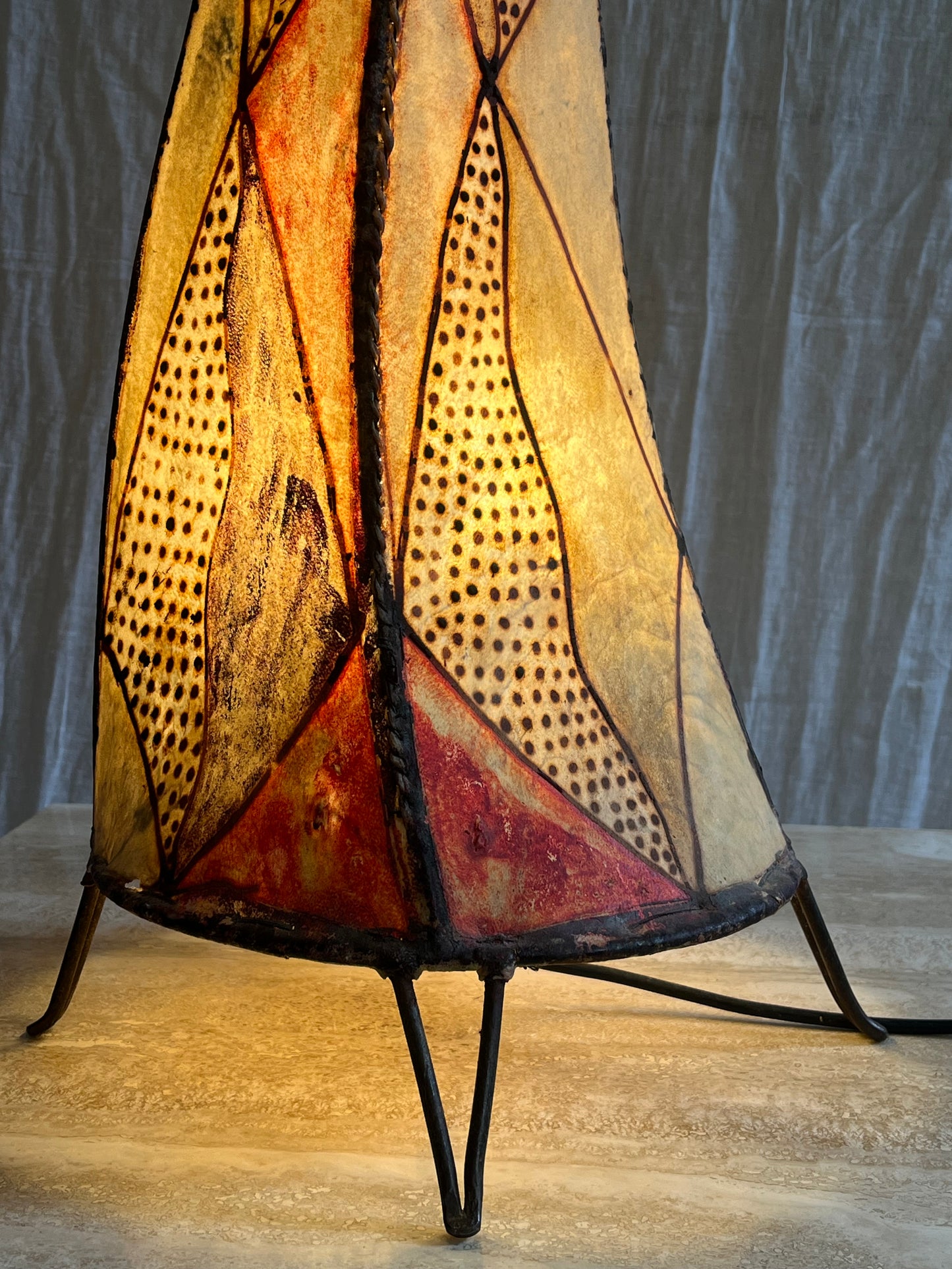 Moroccan Leather and Iron Lamp