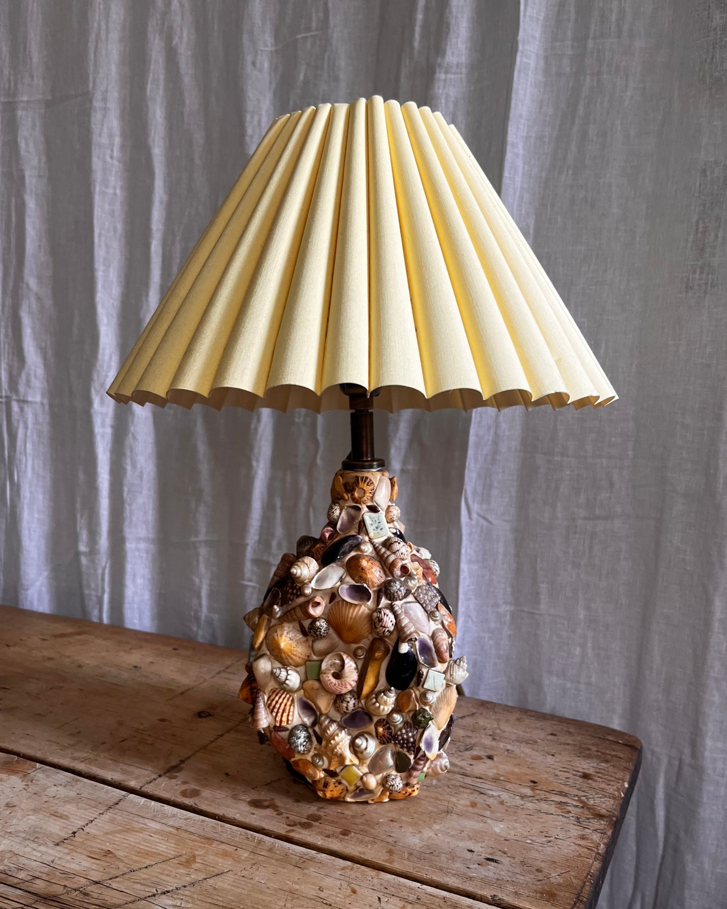Folk Art Shell Lamp c1950