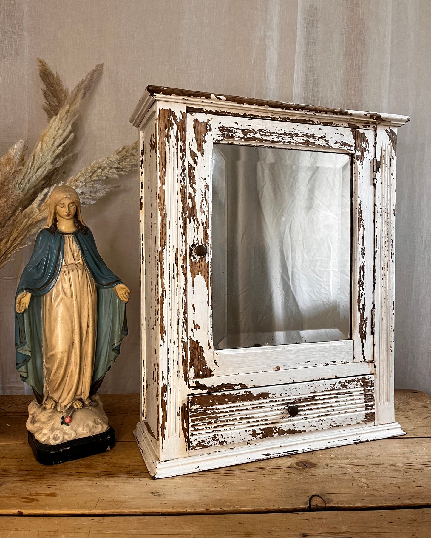 Vintage Chippy Wooden Bathroom Cabinet