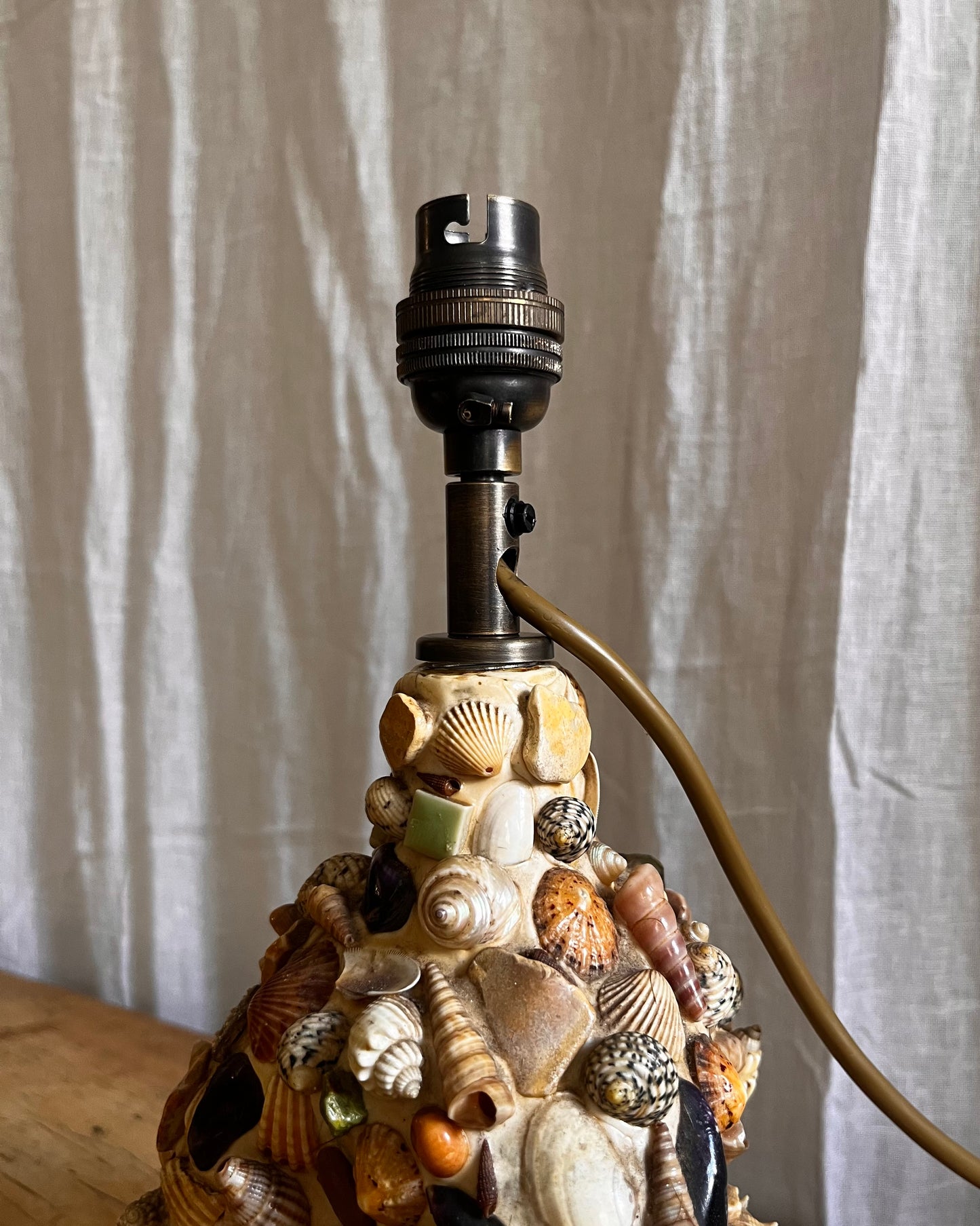 Folk Art Shell Lamp c1950
