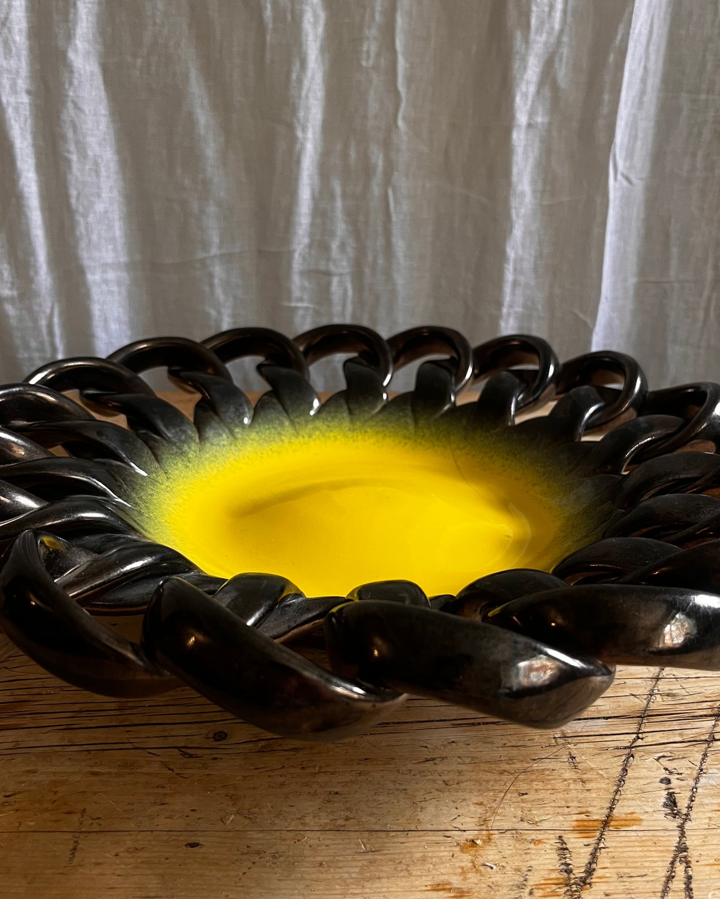 Iridescent Woven Ceramic Bowl by Jerome Massier for Vallauris