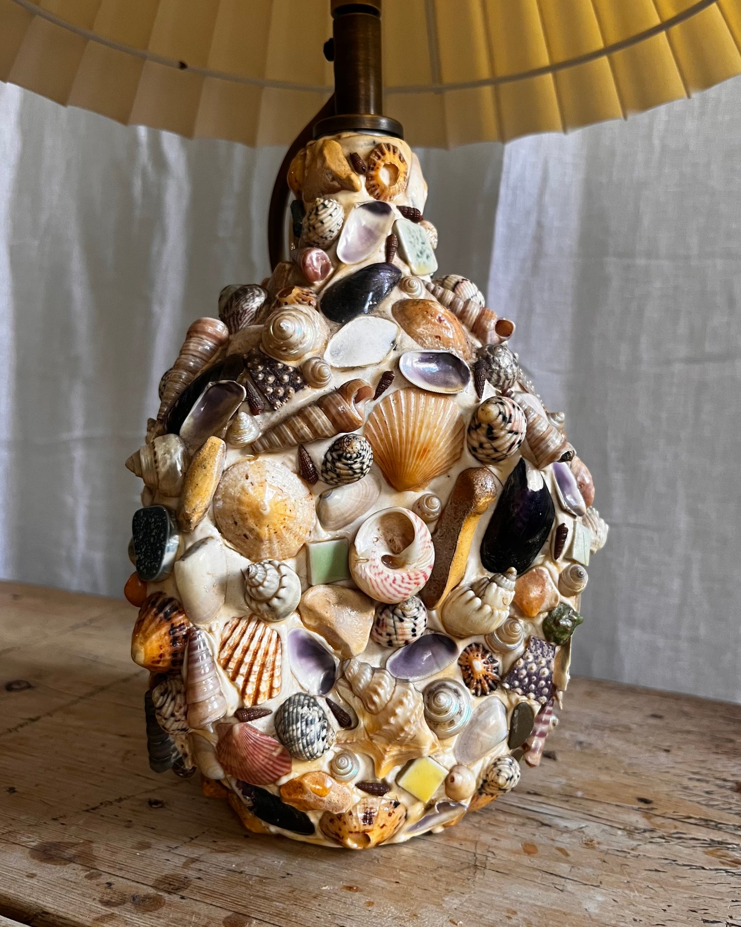 Folk Art Shell Lamp c1950