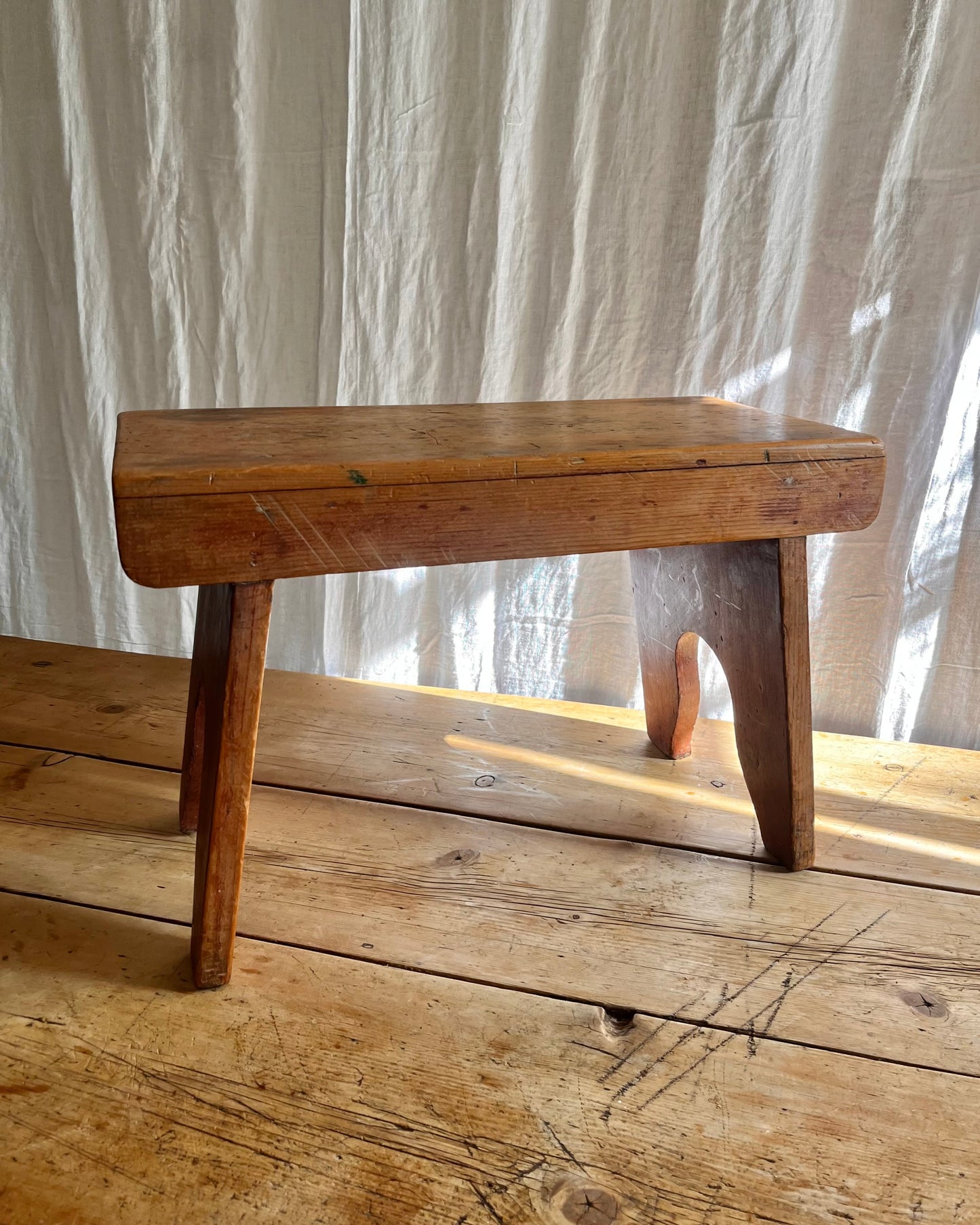 Antique country farm house wooden foot stool