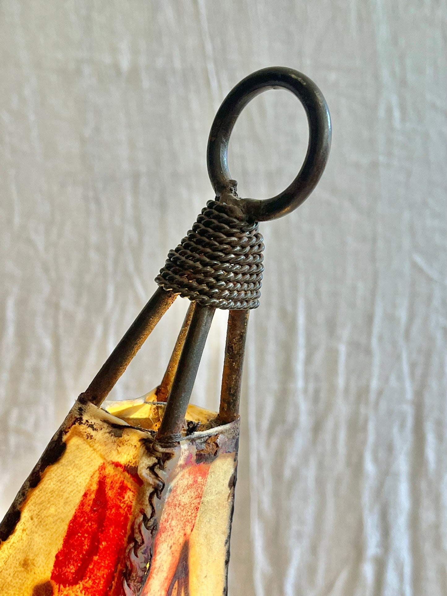 Moroccan Leather and Iron Lamp