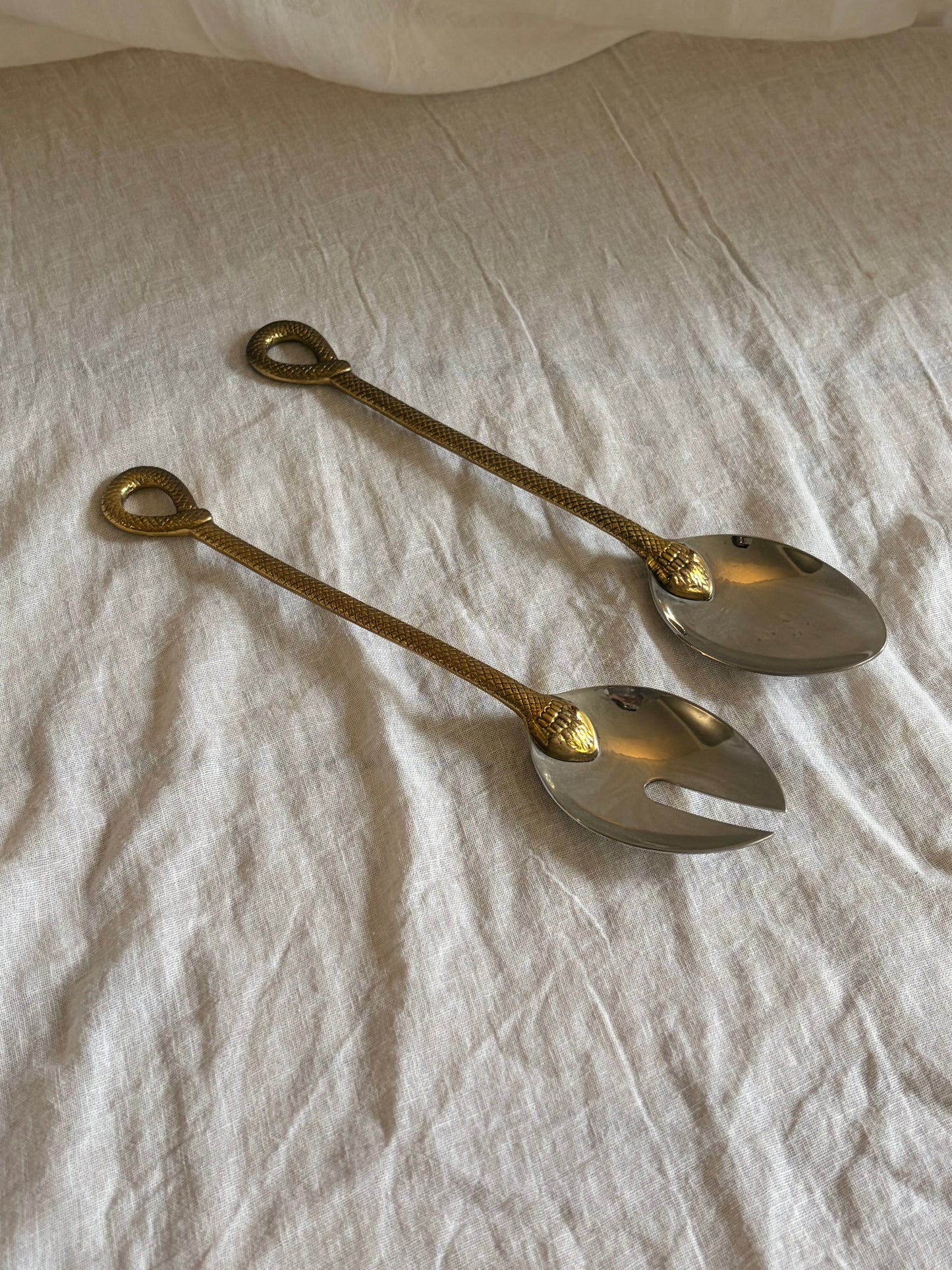 Vintage Snake Handle Salad Servers