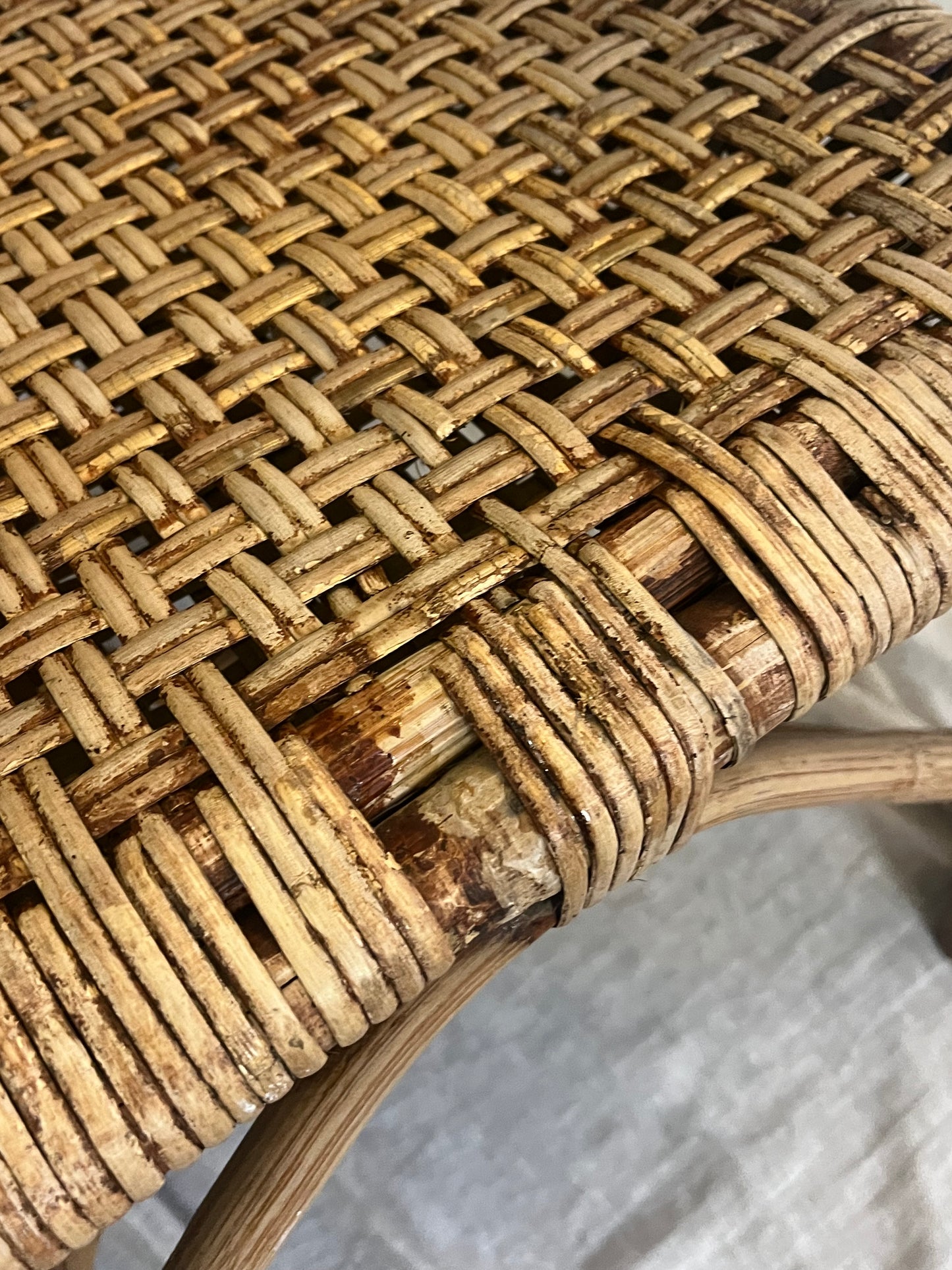 Woven Bamboo Arm Chair Attributed To Adrian Adoux