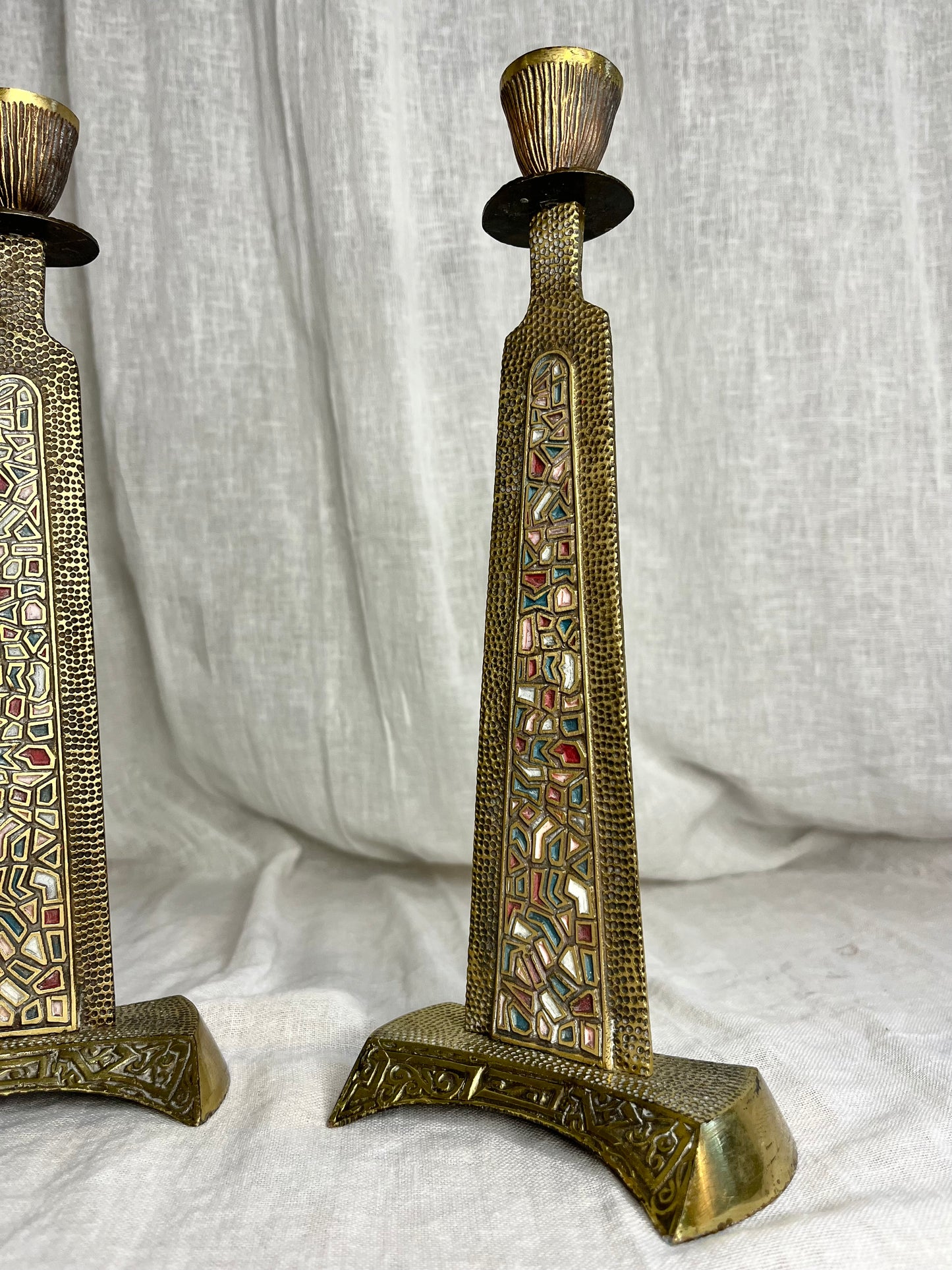 Brutalist Bronze Candle Holders