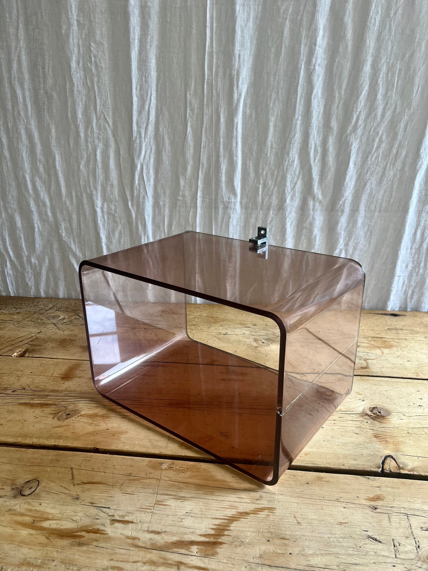 Michel Dumas for Roche Bobois vintage 1970s french clear brown smoked perspex wall mounted shelf
