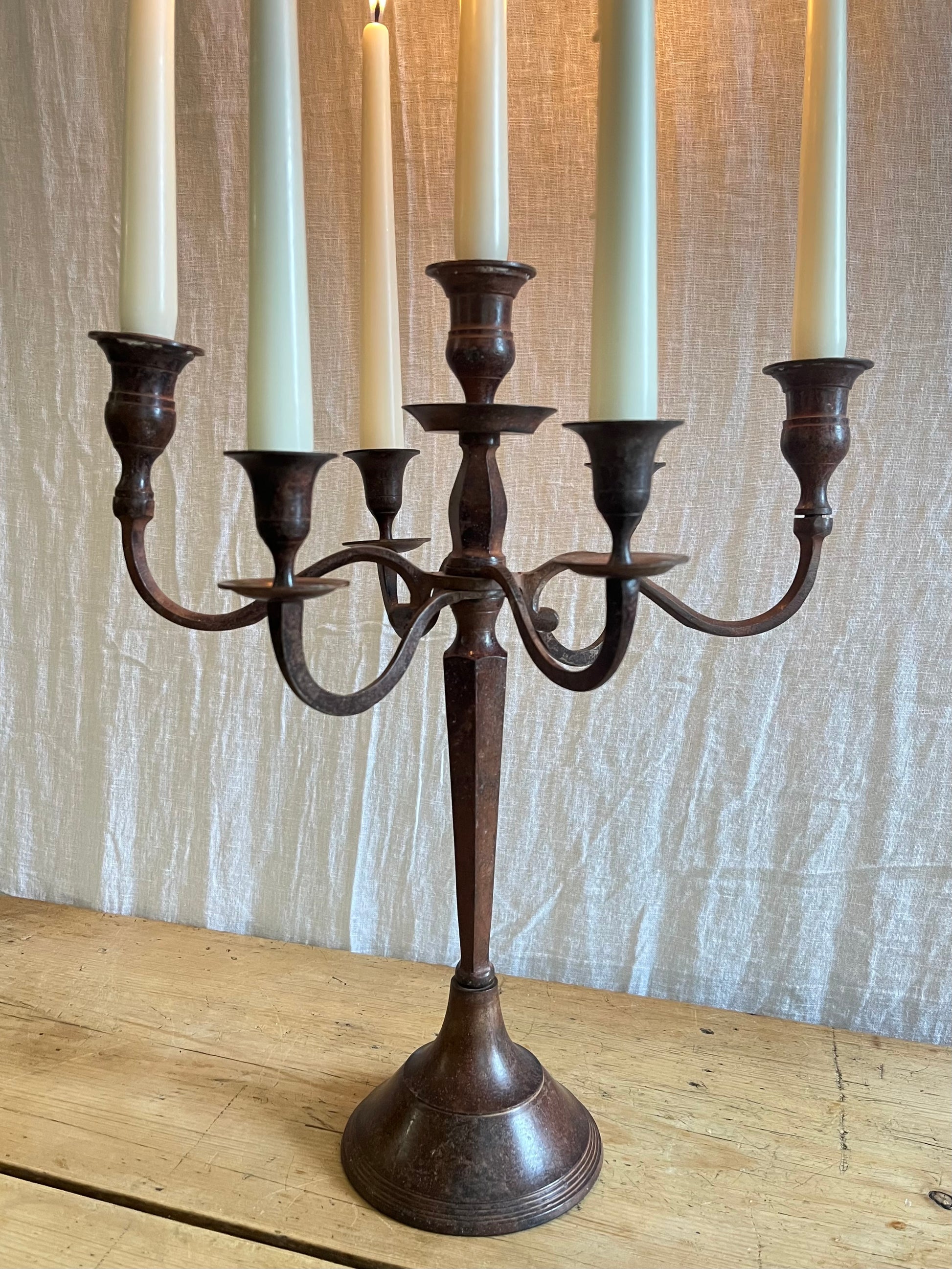 Antique Edwardian cast metal candelabra
