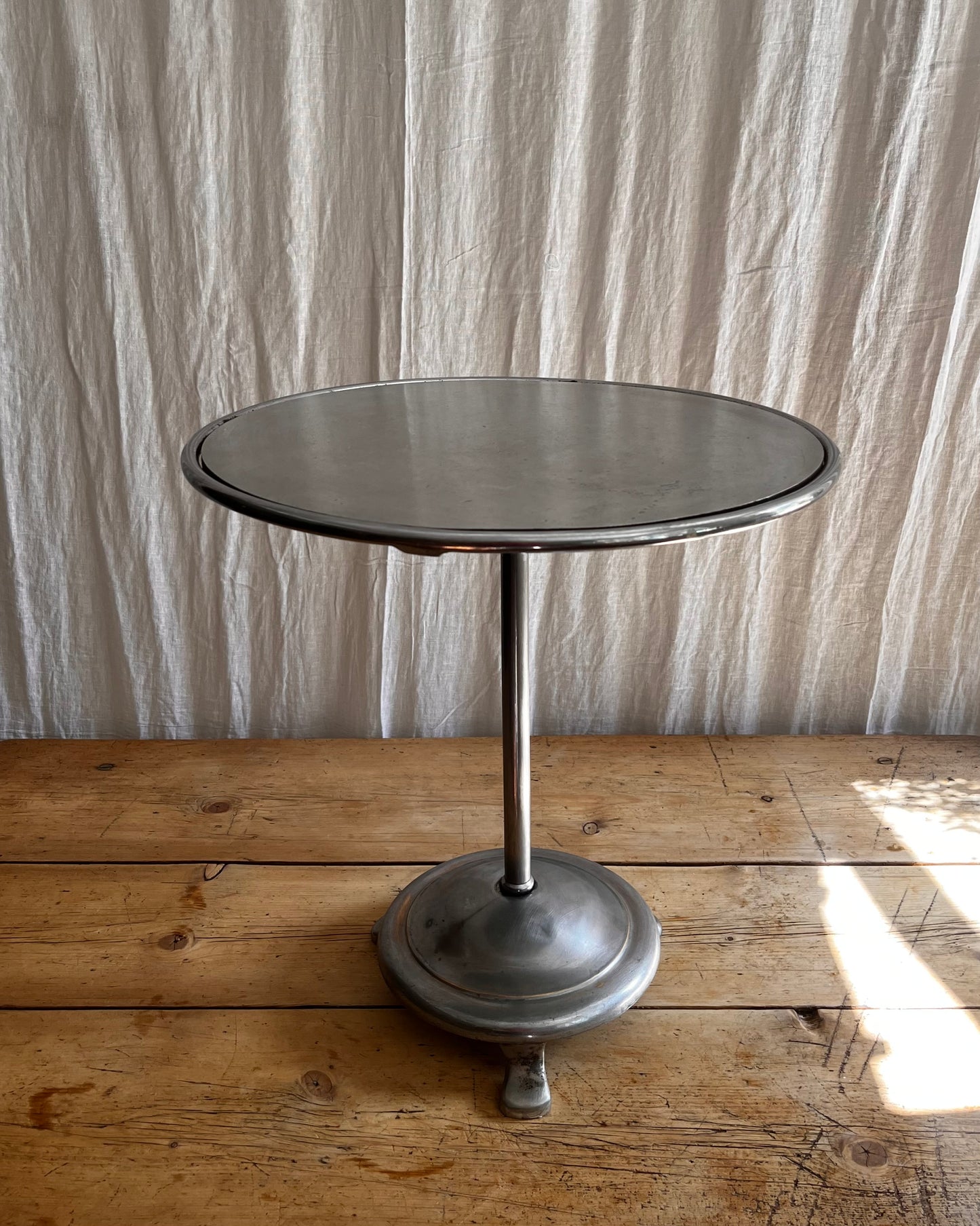 Vintage 1930s Art Deco stainless steel bistro coffee table