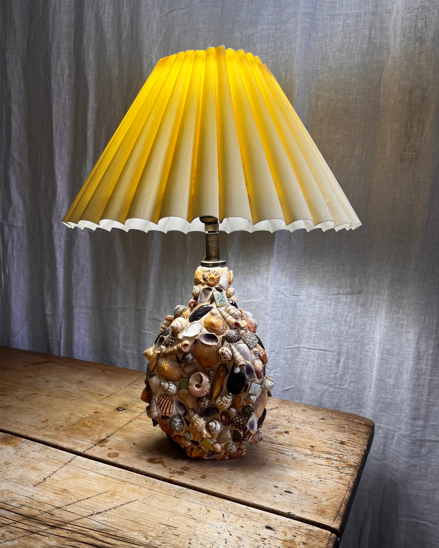 Folk Art Shell Lamp c1950