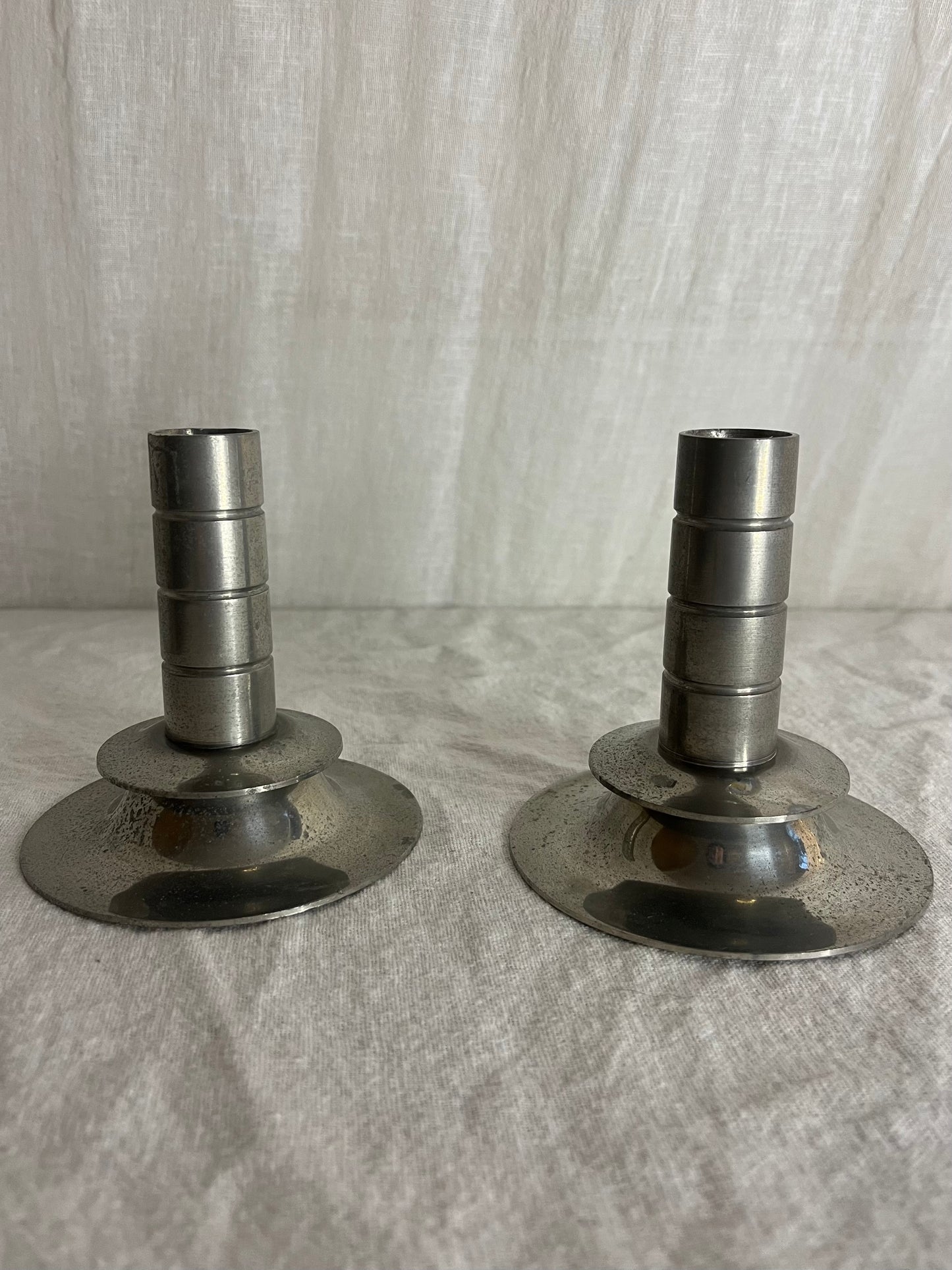 Pair Of Pewter Candle Holders