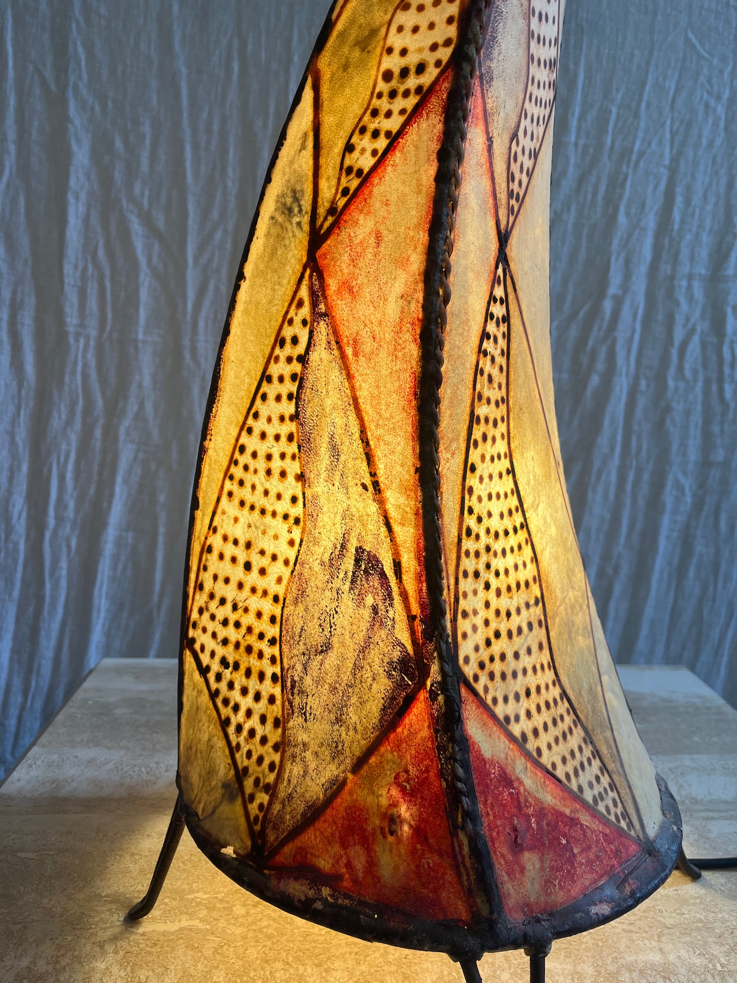 Moroccan Leather and Iron Lamp