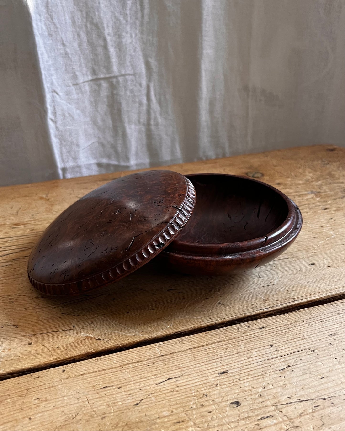 Hand Carved Burl Wood Snuff Box