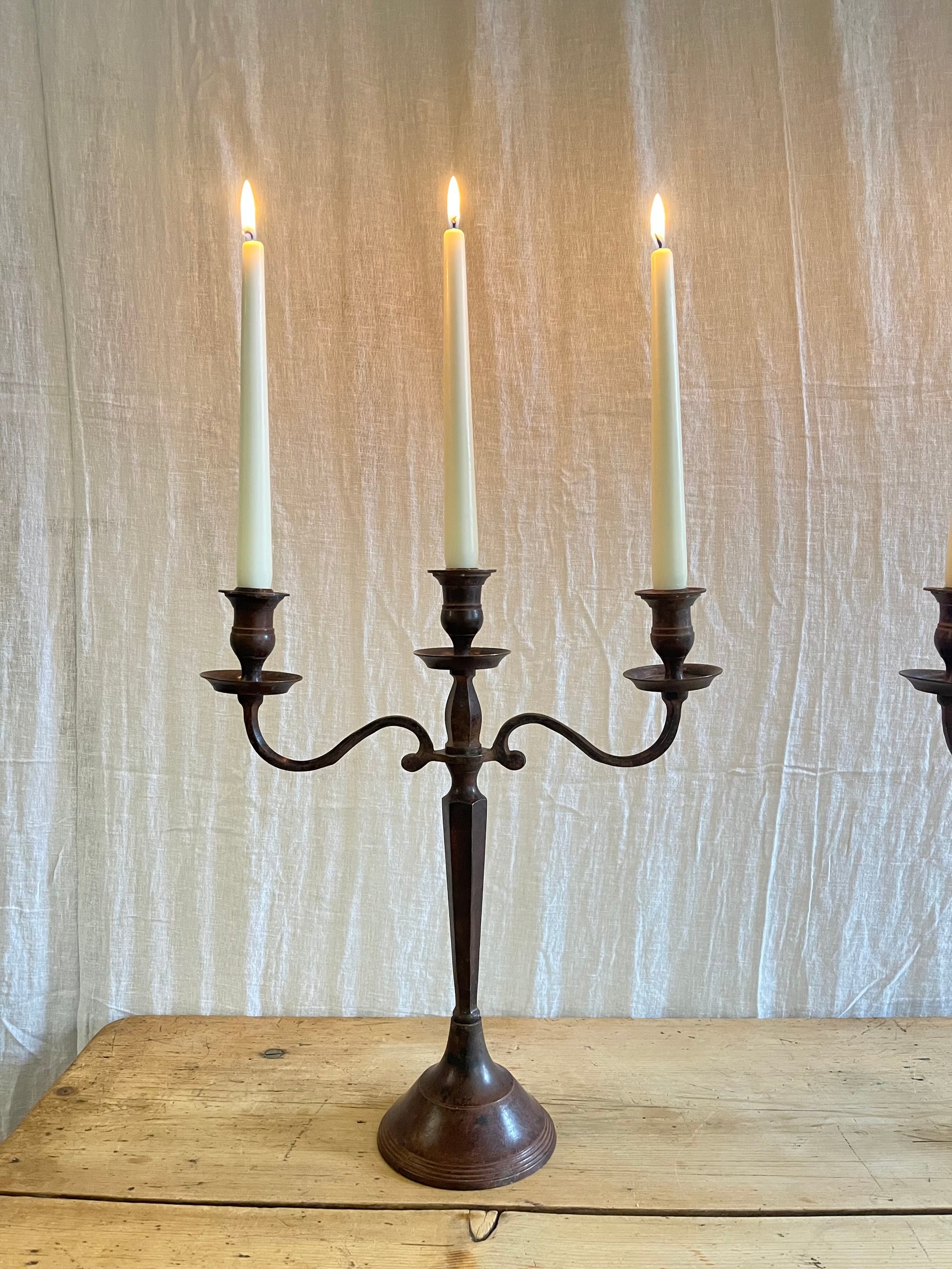 Antique Edwardian cast metal candelabra