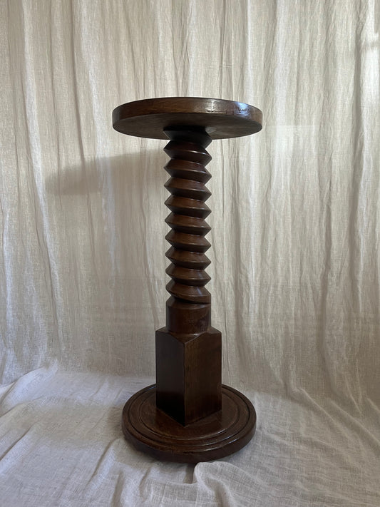 French Oak Pedestal Side Table