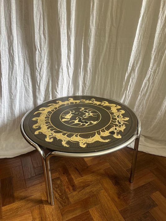 Vintage 1970s Chrome Base and Resin Topped Coffee Table.