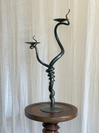 Large Sculptural Iron Candle Holder