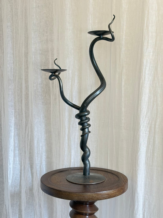Large Sculptural Iron Candle Holder