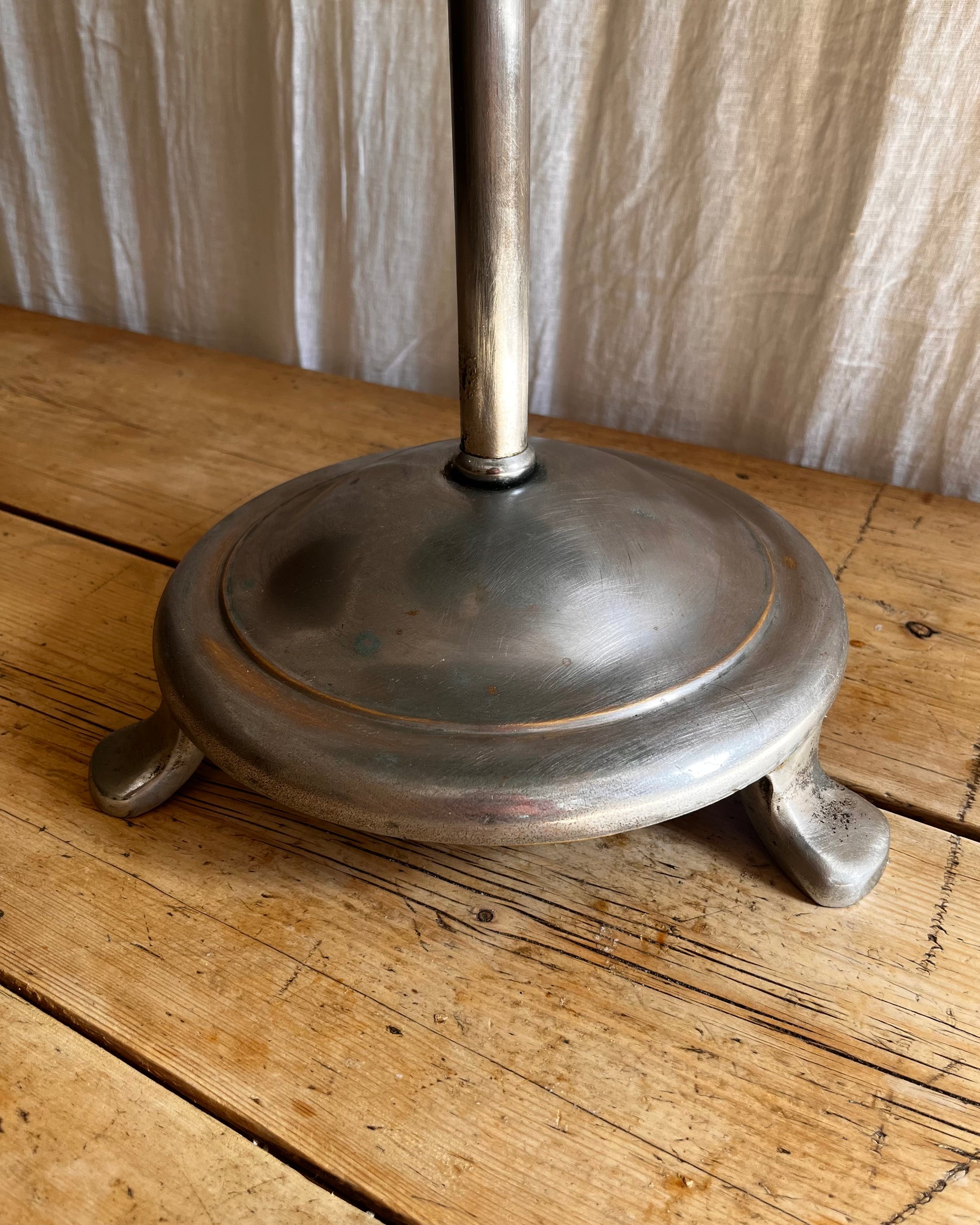 base of Vintage 1930s Art Deco stainless steel bistro coffee table 