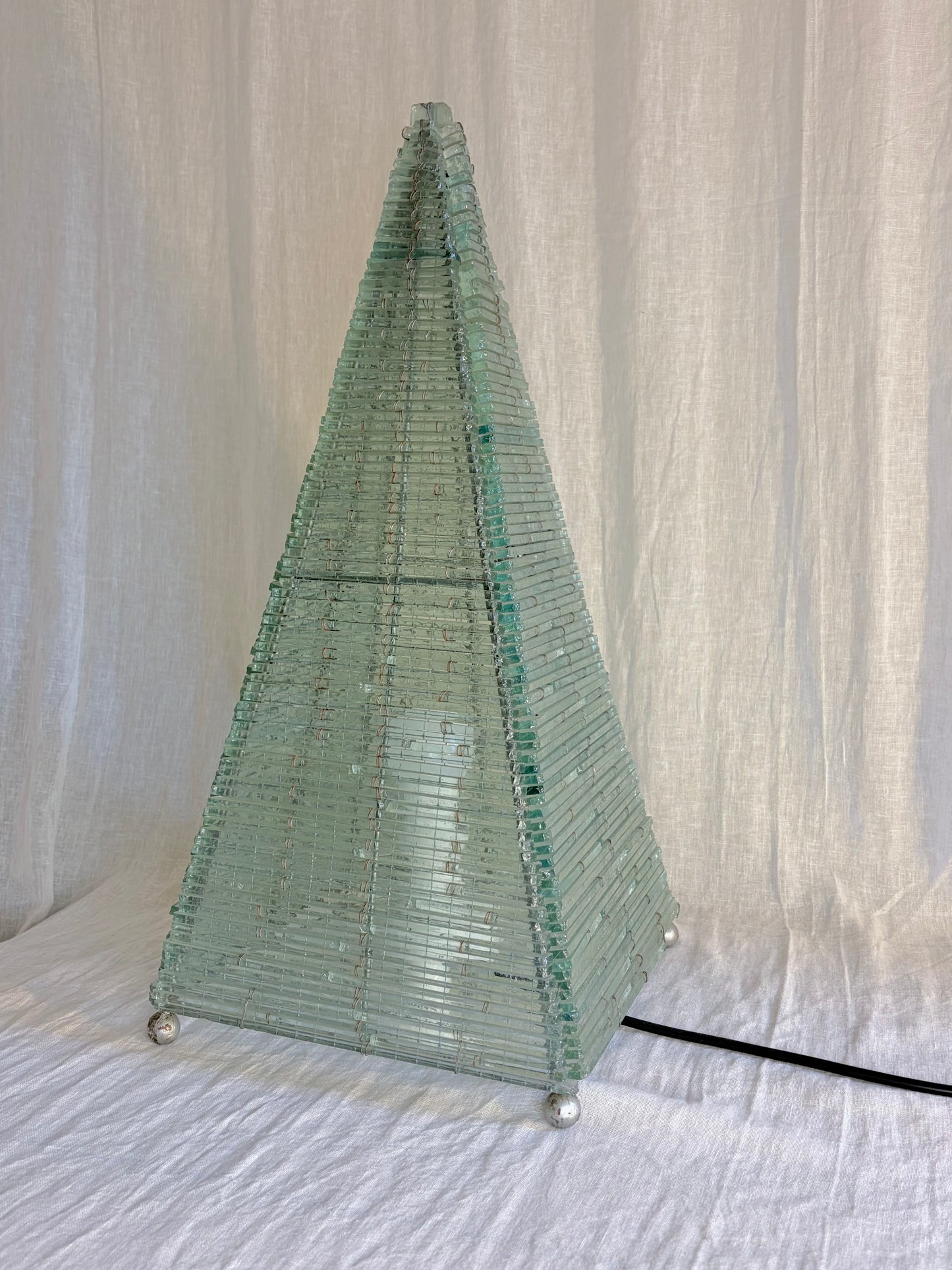 1970s Glass Shard Pyramid Lamp