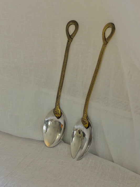 Vintage Snake Handle Salad Servers