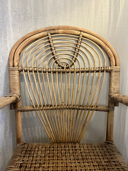 Woven Bamboo Arm Chair Attributed To Adrian Adoux