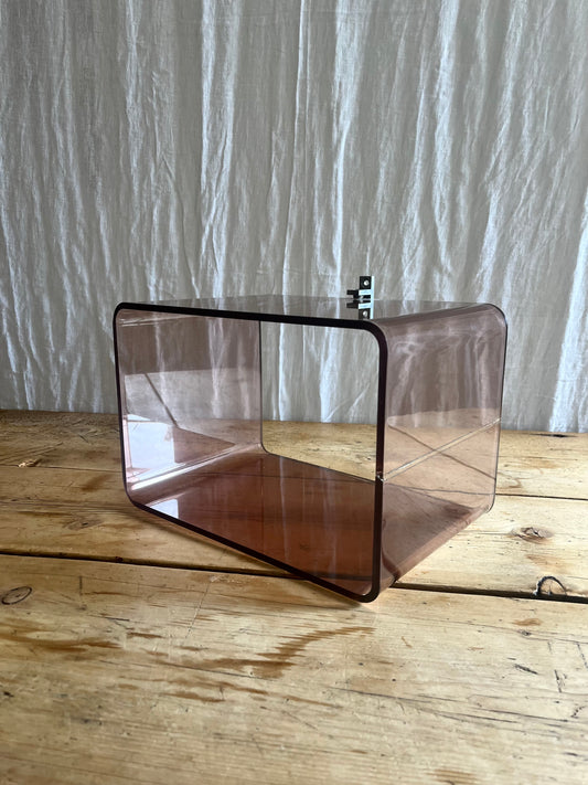 Michel Dumas for Roche Bobois vintage 1970s french clear brown smoked perspex wall mounted shelf