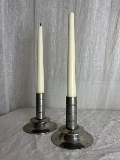 Pair Of Pewter Candle Holders