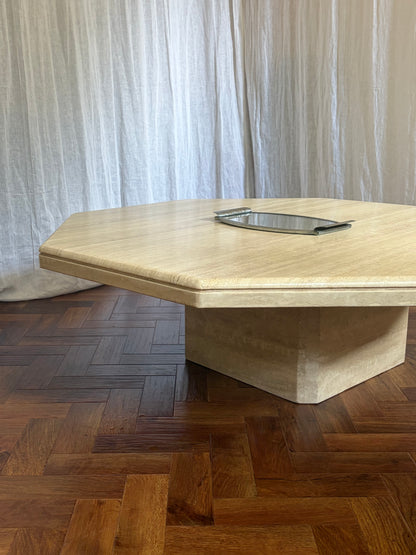 Large French Travertine Coffee Table