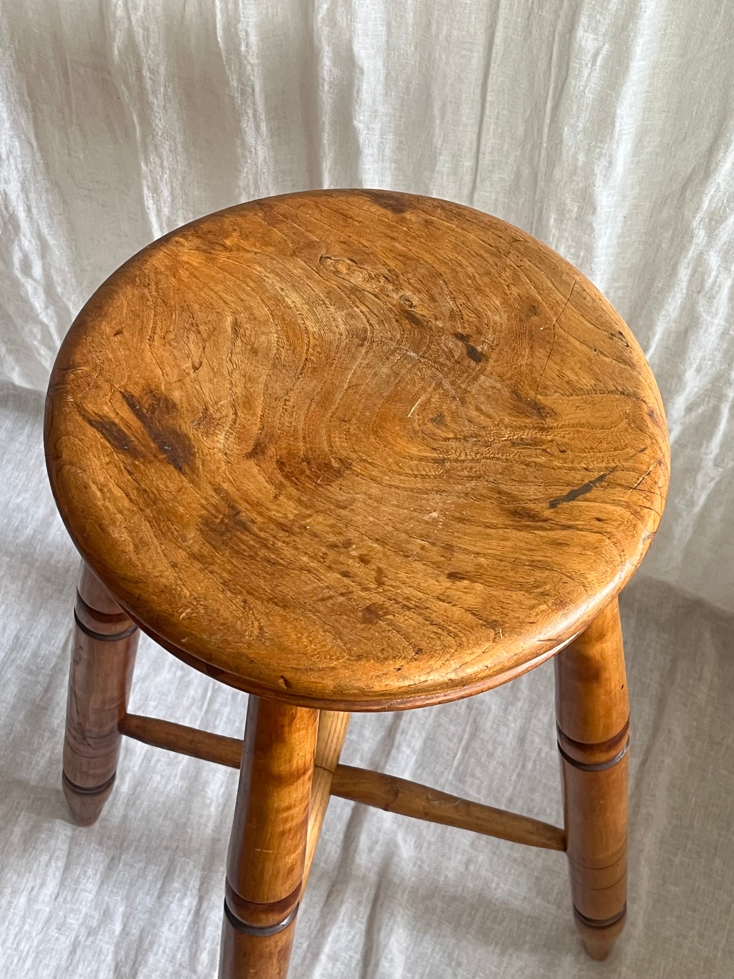 Early 20th C Elm Stool