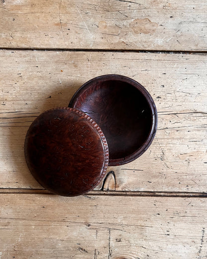 Hand Carved Burl Wood Snuff Box