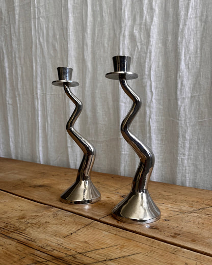 Late 20th Century Zig Zag Candle Holders